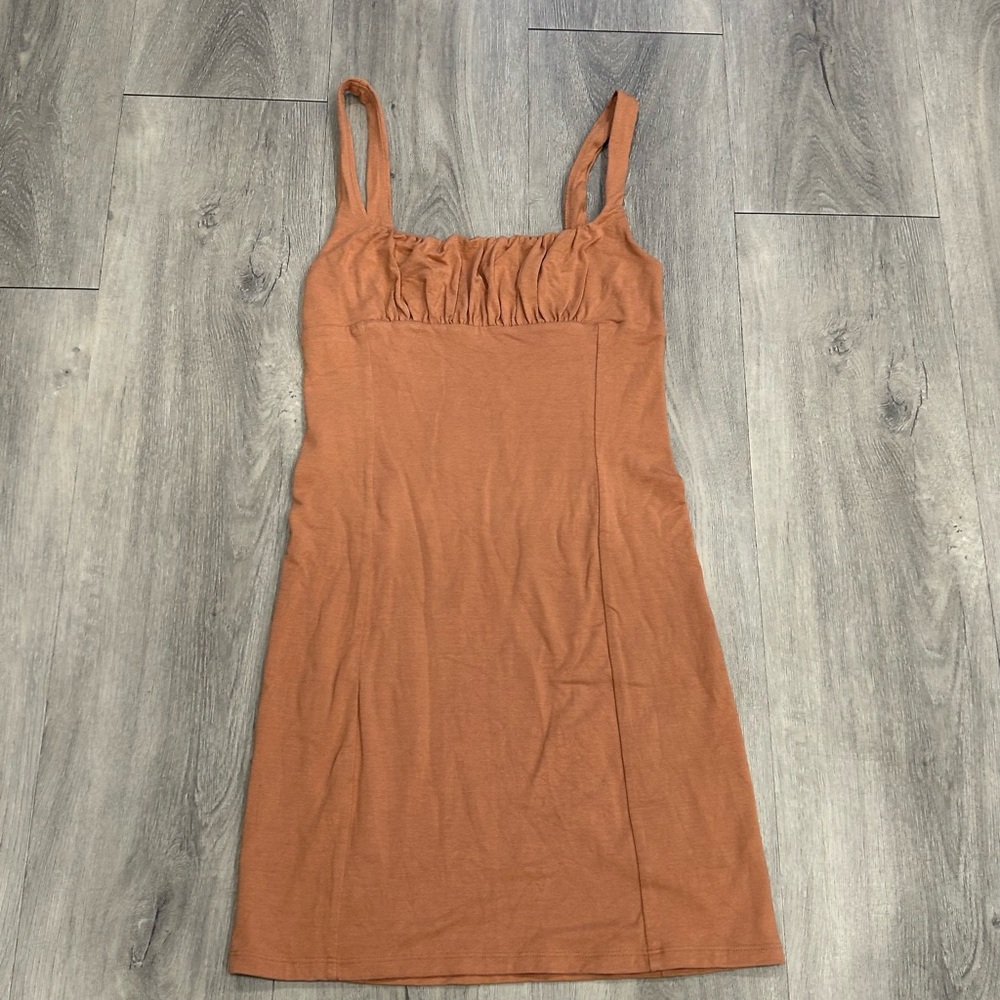 Wilfred Orange Ruched Mini Dress